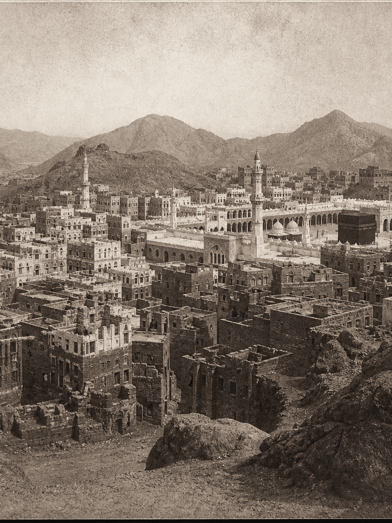 منظر تاريخي لمكة والمسجد الحرام